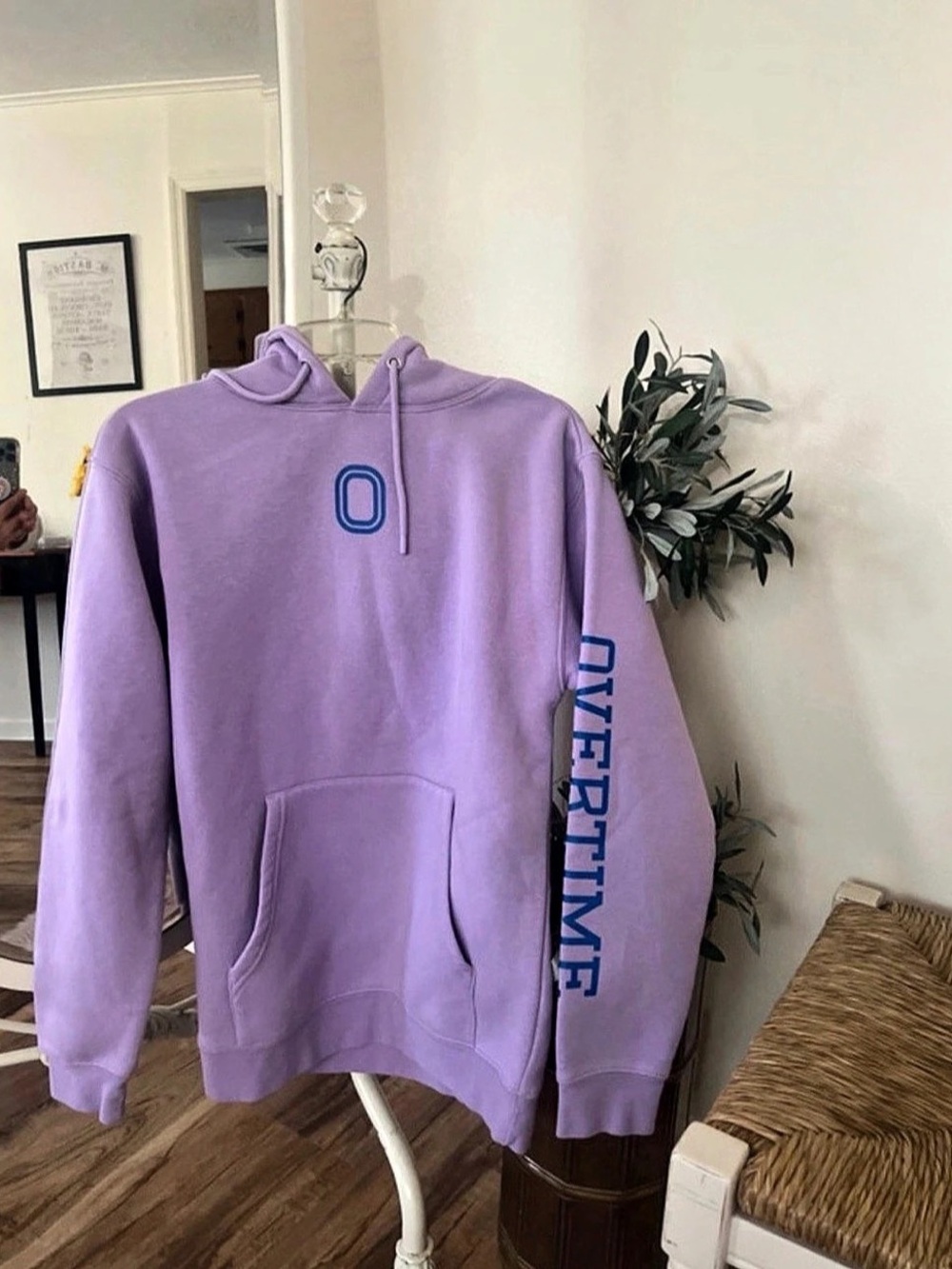 Overtime Classic Hoodie Purple Pullover Size Small